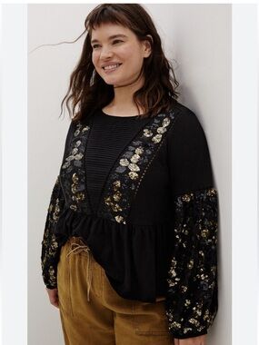 Anthropologie Neale Sequined
Peplum too , sz : large